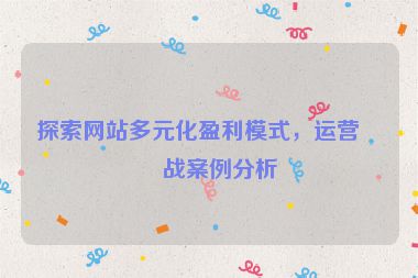 探索網(wǎng)站多元化盈利模式，運營實戰(zhàn)案例分析