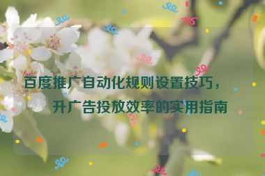 百度推廣自動(dòng)化規(guī)則設(shè)置技巧，提升廣告投放效率的實(shí)用指南